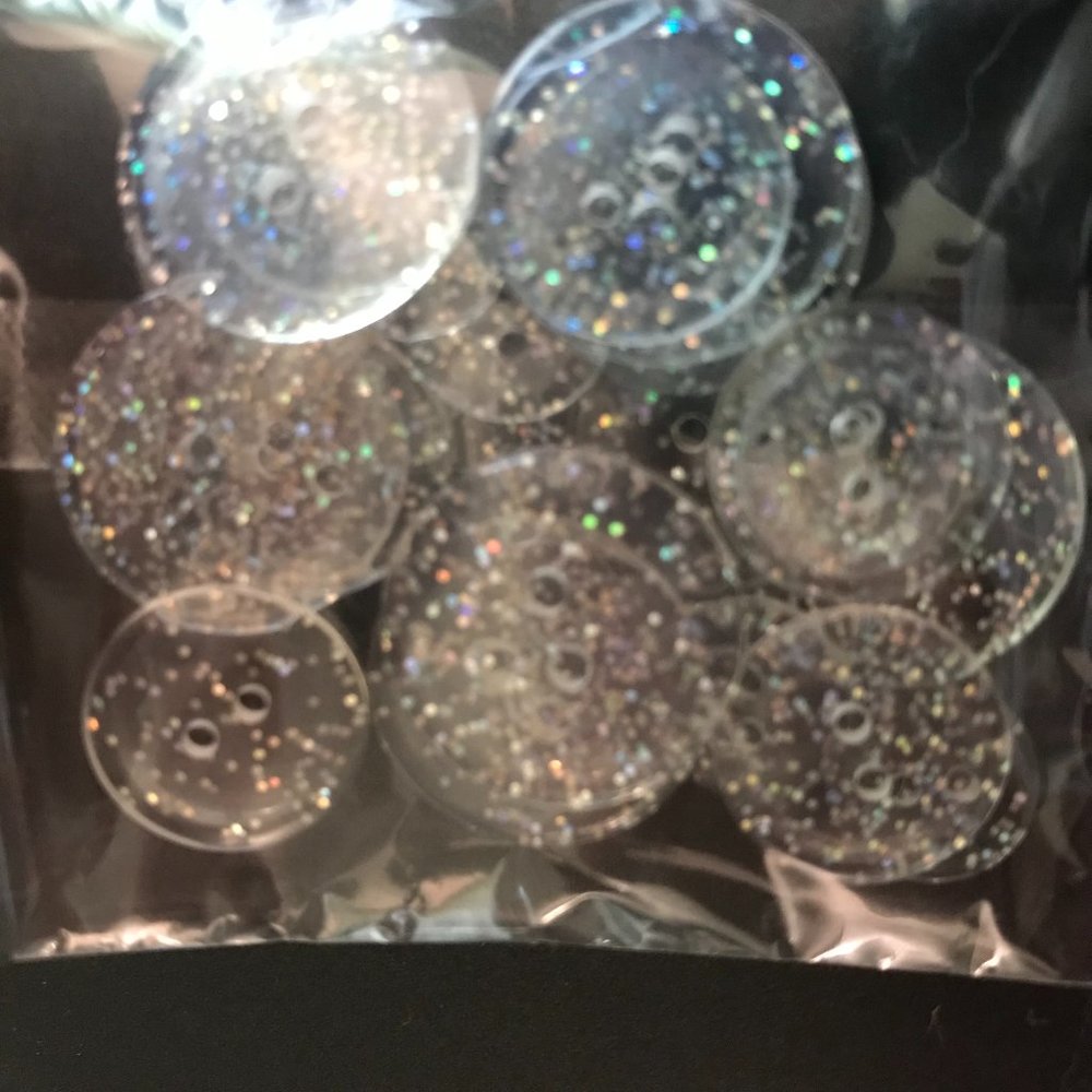 20 Clear Glittered Buttons New - $1 if bundled
